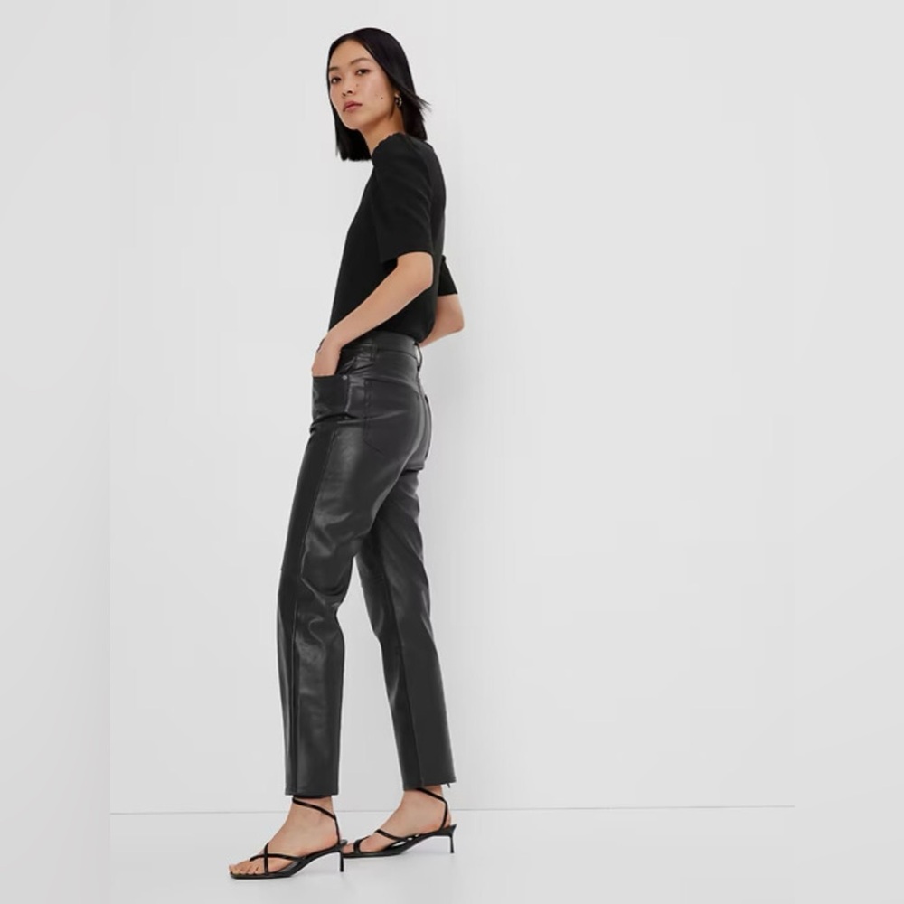 Gap Sky High Rise Faux-Leather Cheeky Straight Pants